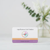 Carte De Visite Reiki Logo Rainbow Crescent Lune & Planètes (Debout devant)