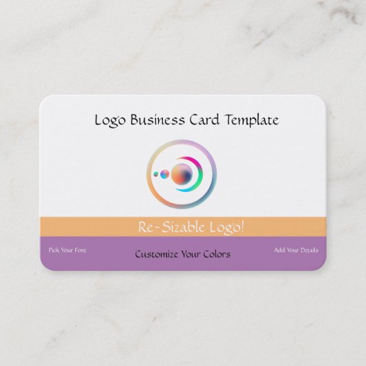 Carte De Visite Reiki Logo Rainbow Crescent Lune & Planètes (Devant)