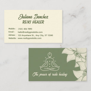 Carte de visite Reiki Lotus Vert Foncé