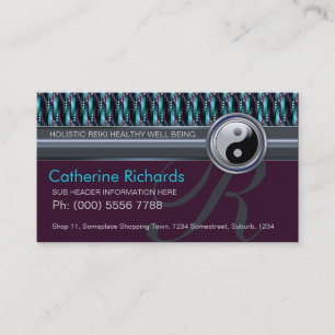Carte De Visite Reiki moderne YinYang Teal+Motif d'étincelle de