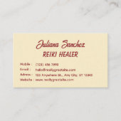 Carte de visite Reiki Simple Crème Rouge (Devant)