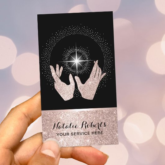 Carte De Visite Reiki Spa Rose Gold Healing Hands Massage