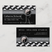 Carte De Visite Reiki YinYang Black+White Bold Motif (Devant / Derrière)