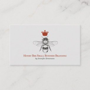 Carte De Visite Reine abeille couronne en nid d'abeille gris
