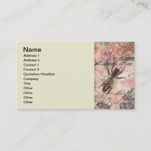 Carte De Visite Reine Abeille Vintage Beau Collage