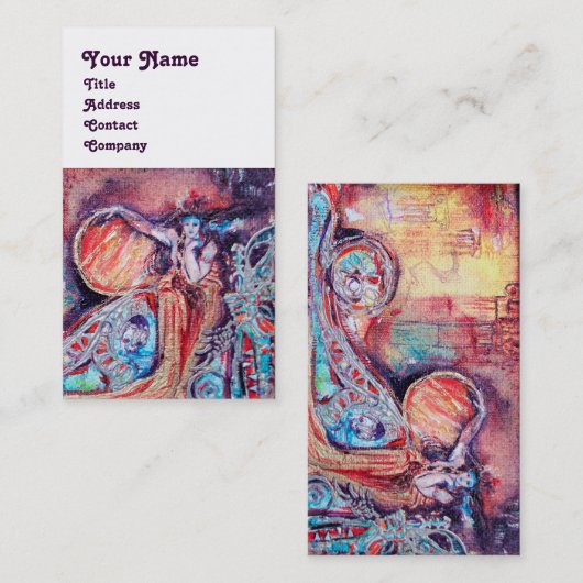 Carte De Visite REINE D'ARCADIE Rouge Jaune Bleu Imaginaire Argent (Devant / Derrière)