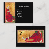 CARTE DE VISITE REINE DES TAROTS ANCIENS DE COUPES MONOGRAMME NOIR (Devant / Derrière)