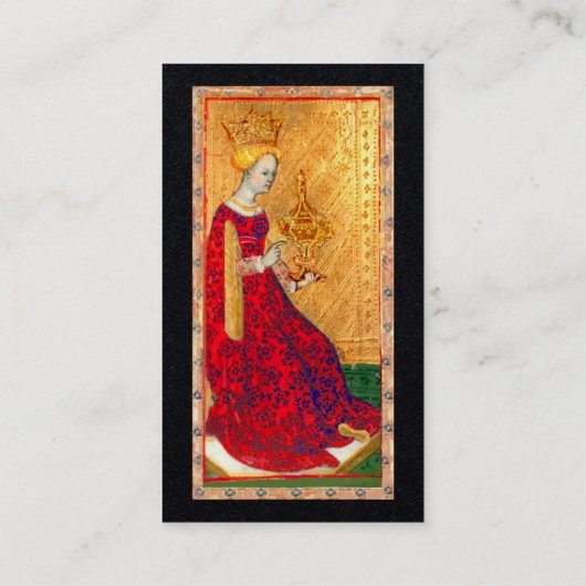 Carte De Visite REINE DES TAROTS ANCIENS DES TASQUES Papier noir (Dos)