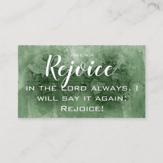 Carte De Visite Rejoice in the Lord Bible Verse World Map