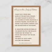 Carte De Visite Religieuse Vierge Marie Fatima Prière catholique (Dos)