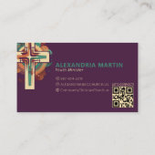Carte De Visite Religion Église chrétienne Croix QR Code moderne (Dos)