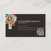 Carte De Visite Religion Église chrétienne Croix QR Code moderne (Dos)
