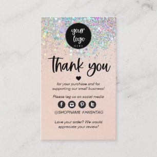 Carte De Visite Remerciement pour commande de Business Paillettes 