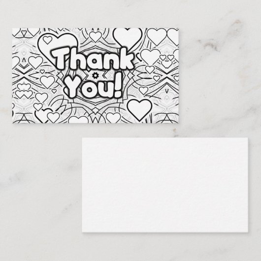 Carte De Visite Remerciements! Cœurs (Devant / Derrière)