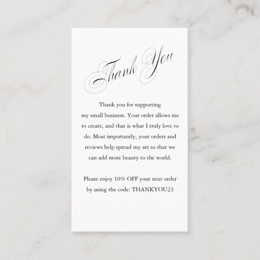 Carte De Visite Remise sur coupon Merci d'appréciation du client (Devant)