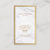 Carte De Visite Remise Verticale des ciseaux d'or Marble HairStyli (Dos)