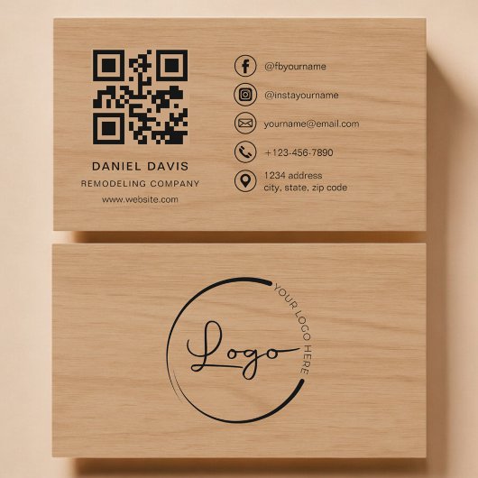 Carte De Visite Remodeling Company Wood Professional QR Code