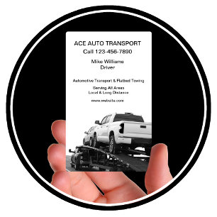 Carte De Visite Remorquage sur plateau de transport automobile coo