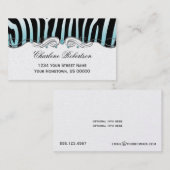 Carte De Visite Remous argenté fleuri de diamants turquoises noirs (Devant / Derrière)