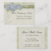 Carte De Visite Remous bleu floral de fleurs d'hortensia de (Devant / Derrière)