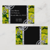 Carte De Visite Remous de diamant et roses jaunes (Devant / Derrière)