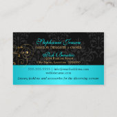 Carte De Visite Remous élégants d'or et damassé noire (Dos)