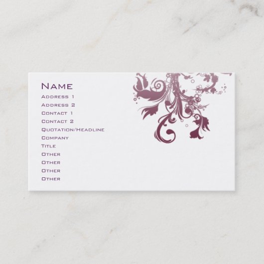 Carte De Visite Remous pourpre (Devant)