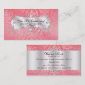 Carte De Visite Remous rose élégant de damassé (Devant / Derrière)