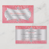 Carte De Visite Remous rose somptueux de damassé de diamant (Devant / Derrière)