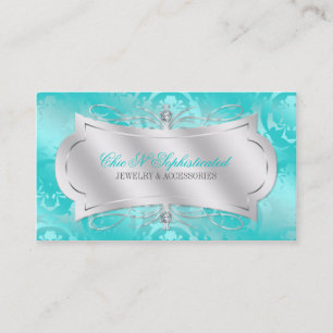 Carte De Visite Remous turquoise somptueux de damassé de diamant
