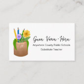 Carte De Visite Remplacer les crayons de l'enseignant Fleurs (Devant)