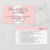 Carte De Visite Remplissage dermique évite les conseils après soin (Devant / Derrière)