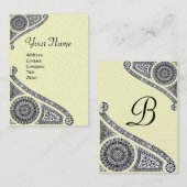 Carte De Visite RENAISSANCE ARCHITECTE MONOGRAM 4 Black Cream Pear (Devant / Derrière)