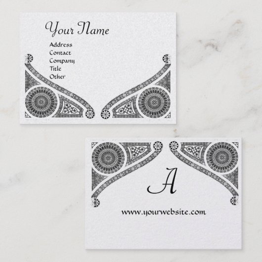 Carte De Visite RENAISSANCE ARCHITECTE MONOGRAM Black White Pearl (Devant / Derrière)