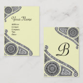 Carte De Visite RENAISSANCE ARCHITECTURE MONOGRAM 4 Black Creme (Devant / Derrière)