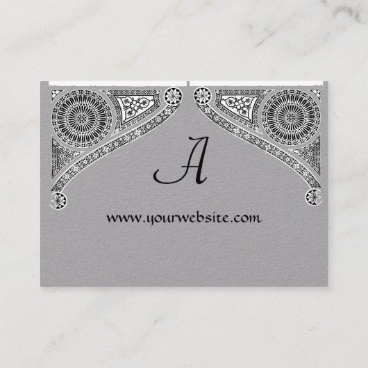 Carte De Visite RENAISSANCE ARCHITECTURE MONOGRAM, papier gris noi (Dos)