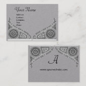 Carte De Visite RENAISSANCE ARCHITECTURE MONOGRAM, papier gris noi (Devant / Derrière)