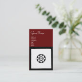 Carte De Visite RENAISSANCE Blanc Noir Rouge Géométrique Floral (Debout devant)