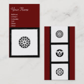 Carte De Visite RENAISSANCE Blanc Noir Rouge Géométrique Floral (Devant / Derrière)