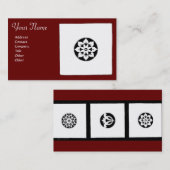 Carte De Visite RENAISSANCE Blanc Noir Rouge Géométrique Floral (Devant / Derrière)