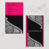 Carte De Visite RENAISSANCE Fuchsia noir et blanc rose (Devant / Derrière)