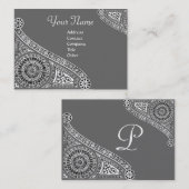 Carte De Visite RENAISSANCE Monogram 2 gris (Devant / Derrière)
