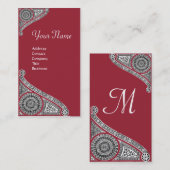 Carte De Visite RENAISSANCE MONOGRAM 4 Marsala Rouge (Devant / Derrière)