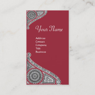 Carte De Visite RENAISSANCE MONOGRAM 4 Marsala Rouge