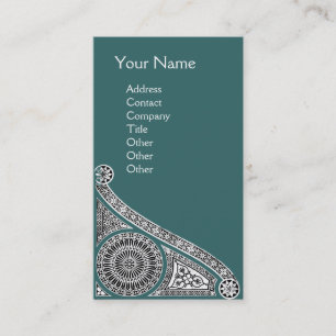 Carte De Visite RENAISSANCE Monogramme 1 bleu vert