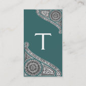 Carte De Visite RENAISSANCE Monogramme 1 bleu vert (Dos)