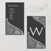 Carte De Visite RENAISSANCE Monogramme 1 gris foncé (Devant / Derrière)