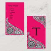 Carte De Visite RENAISSANCE Monogramme 1 rose (Devant / Derrière)