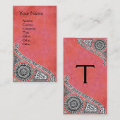 Carte De Visite RENAISSANCE Monogramme 1 rose antique brillant (Devant / Derrière)