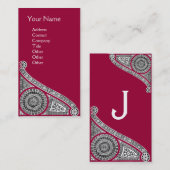 Carte De Visite RENAISSANCE Monogramme 1 rouge (Devant / Derrière)